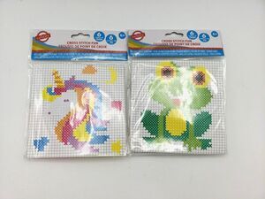 Cross Stitch Kit 1 Unicorn 1 Frog 6 colors each 2 PK- NEW SEALED